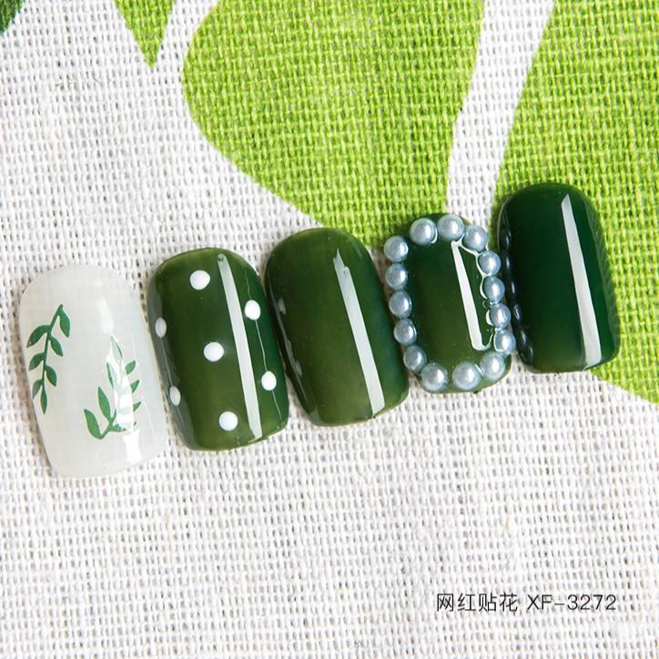 Sticker nails lá xanh - hình dán móng 3D