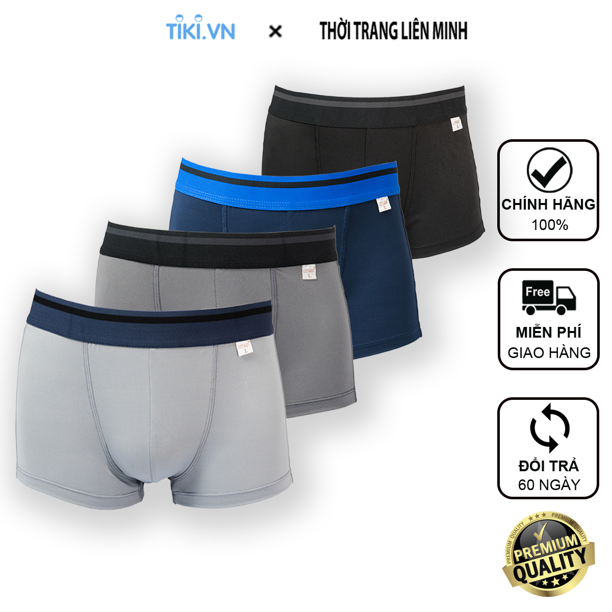 Hình ảnh Combo 4 quần lót nam boxer CITYMEN lưng Sọc vải thun lạnh 4 chiều - Giao màu ngẫu nhiên