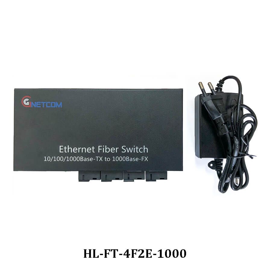 Switch quang Gnetcom HL-FT-4F2E-1000 | 4 cổng quang 2 cổng Lan 10/100/1000MB - Hàng chính hãng