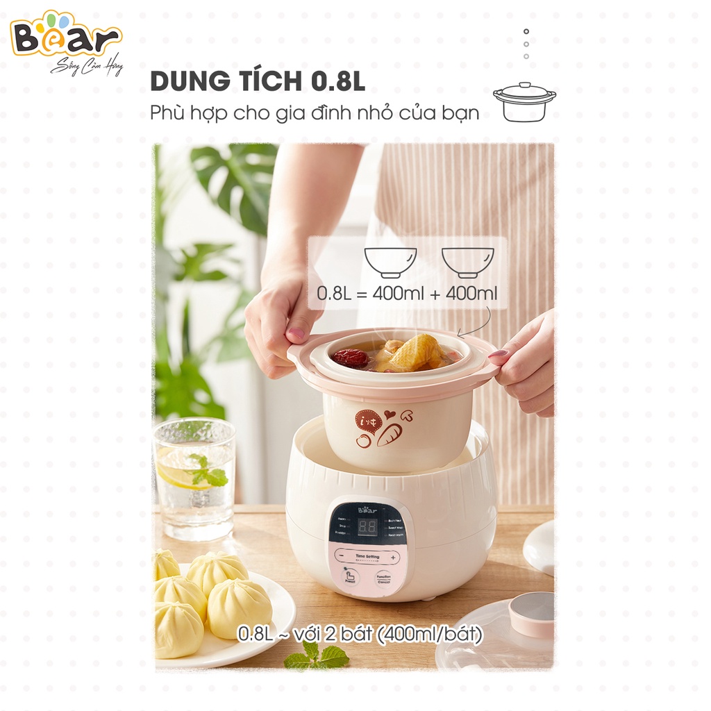 Nồi nấu chậm Bear 1.6 lít SUBE002 - Hàng chính hãng