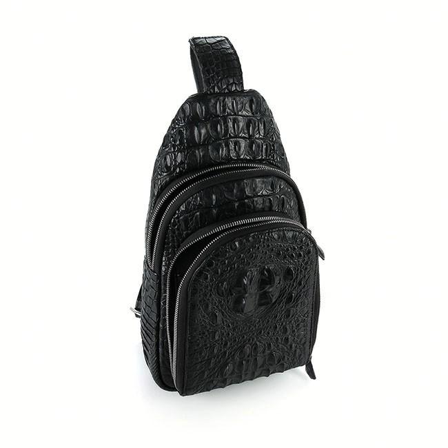 Túi đeo trước nam da cá sấu Huy Hoàng màu đen HC6285