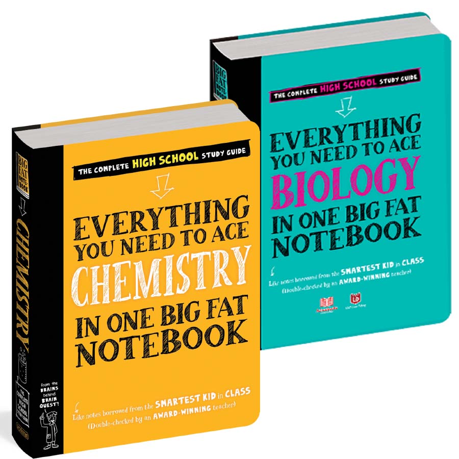 Sách Everything You Need To Ace Chemistry And Biology Big Fat Notebooks ( Combo 2 Cuốn Sổ Tay Hoá Học Và Sổ Tay Sinh Học Bản Tiếng Anh ) - Tổng Hợp Kiến Thức Hóa Học Và Sinh Học Cho Học Sinh Lớp 8 Đến Lớp 12 - Á Châu Books, Bìa Cứng, In Màu