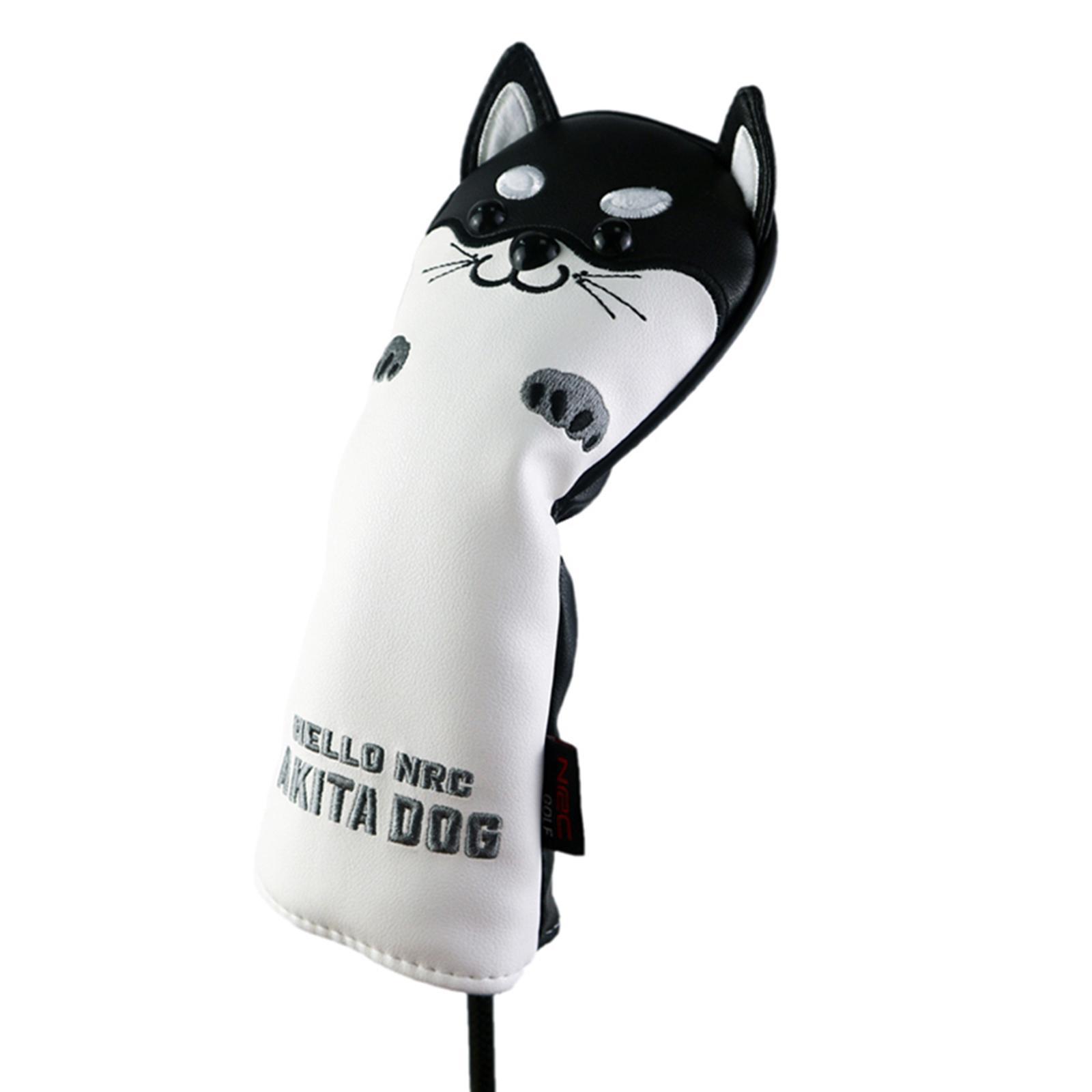 2xGolf Driver Head Cover PU Leather 400cc Woods Stylish Protector with No. Tag FW Black