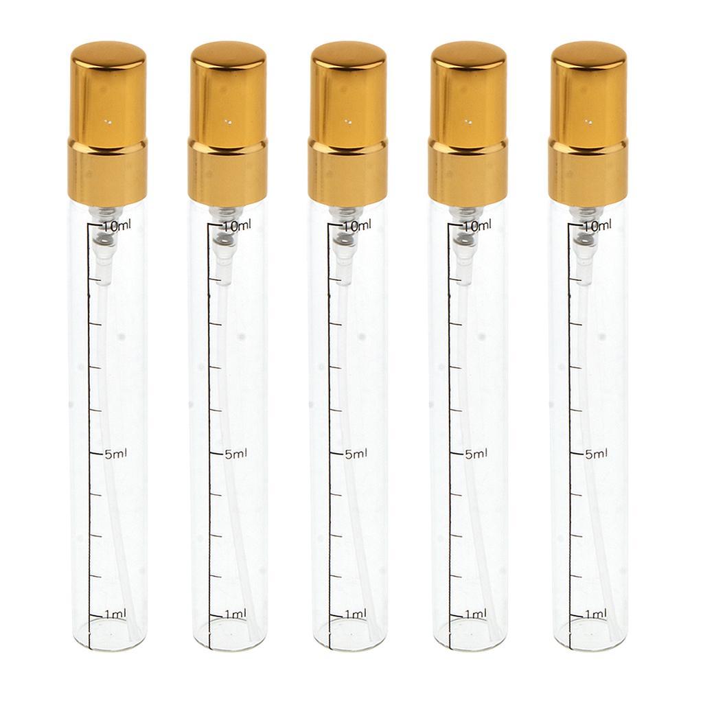 5x Empty  Aftershave Spray Bottles Refillable  Sprayer 10ml Gold