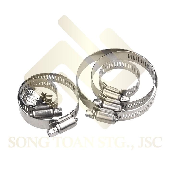 Cổ dê vặn vít INOX giá rẻ & Quai nhê Clamp đai kẹp xiết cố định ống mềm dây PU vào đầu khớp nối nguồn