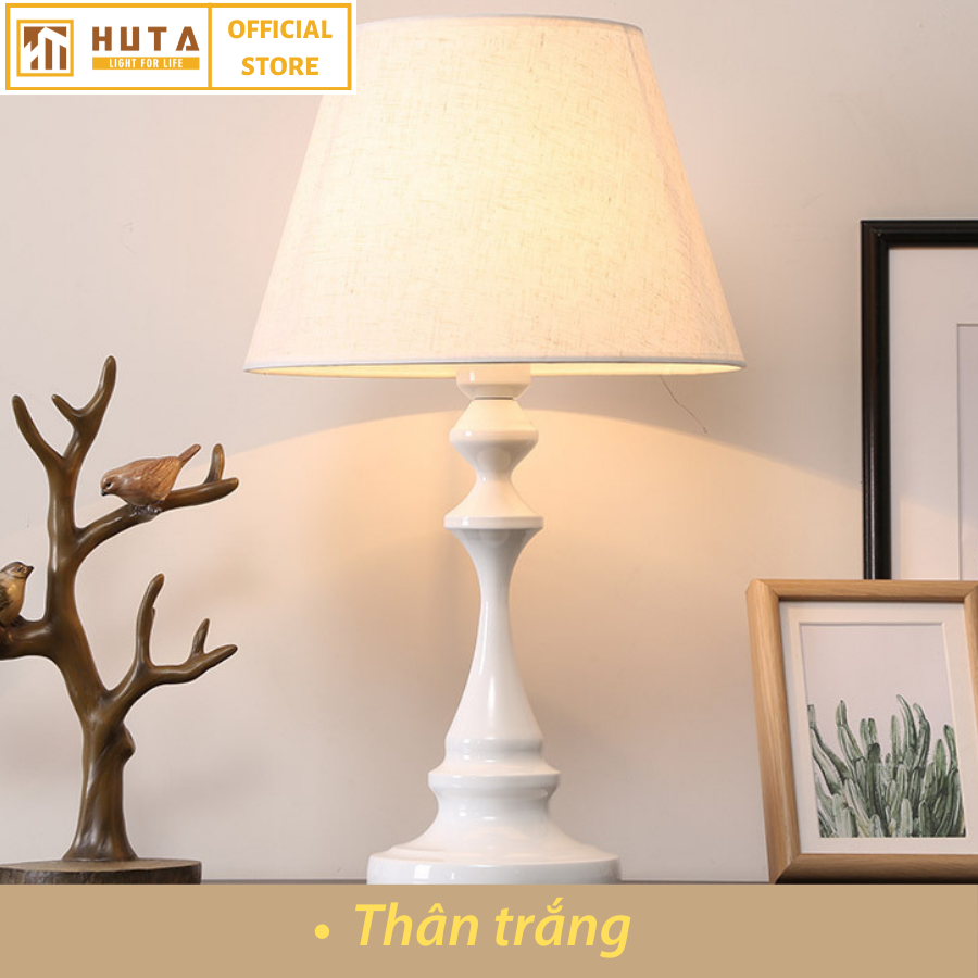 Đèn Ngủ Để Bàn Thép HUTA T2 Cao Cấp Sang Trọng, Decor Trang Trí Phòng Ngủ, Khách Sạn, Điều Chỉnh Độ Sáng, Bóng Led Sáng Vàng Tiết Kiệm Điện