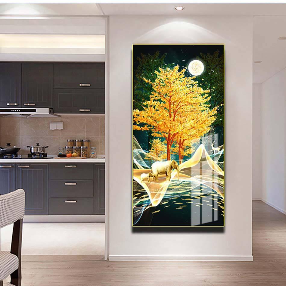 Tranh mica cao cấp Rừng vàng vào đêm - MK030