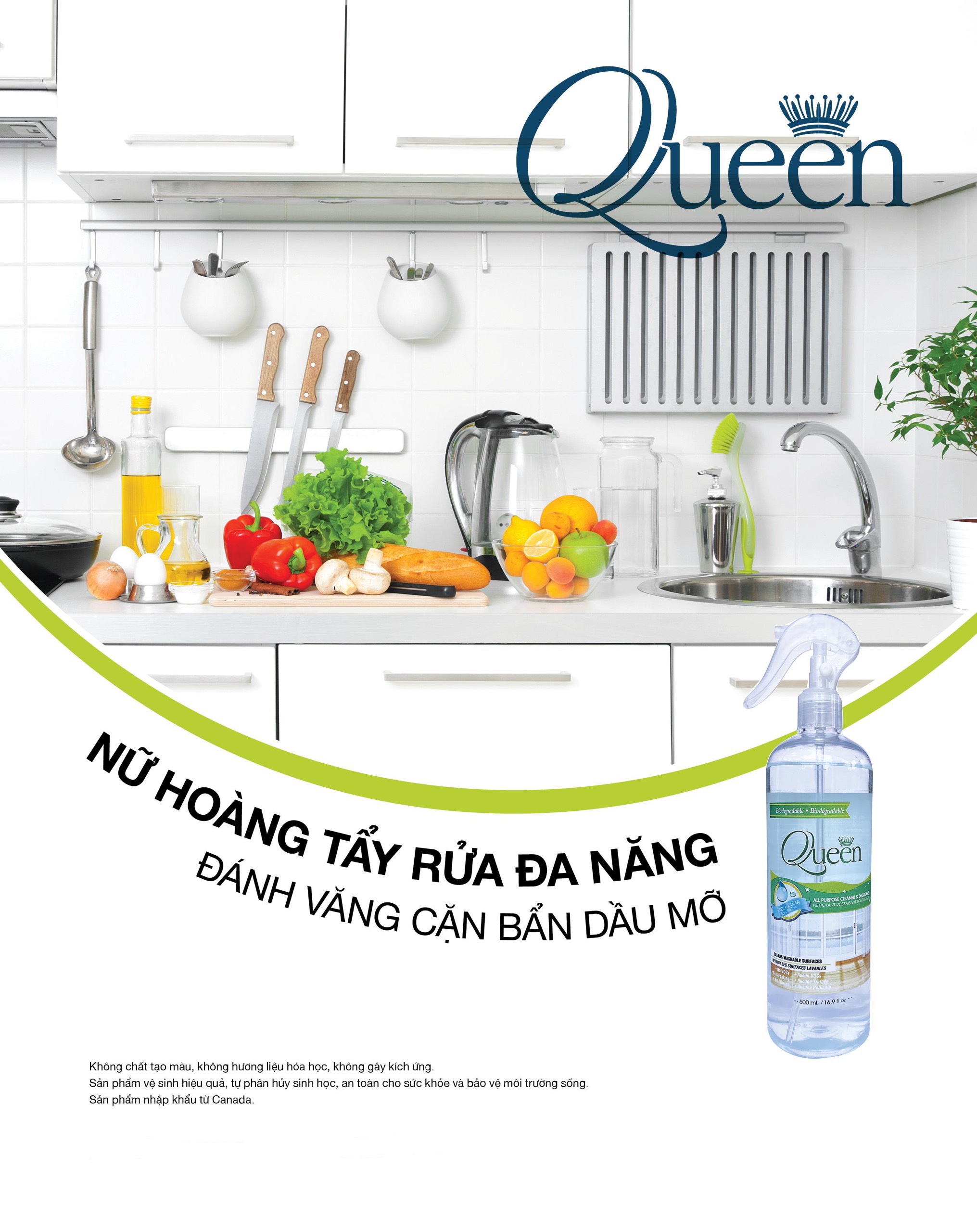 Nước Tẩy Rửa Đa Năng QUEEN Hương Tự Nhiên (500ml)