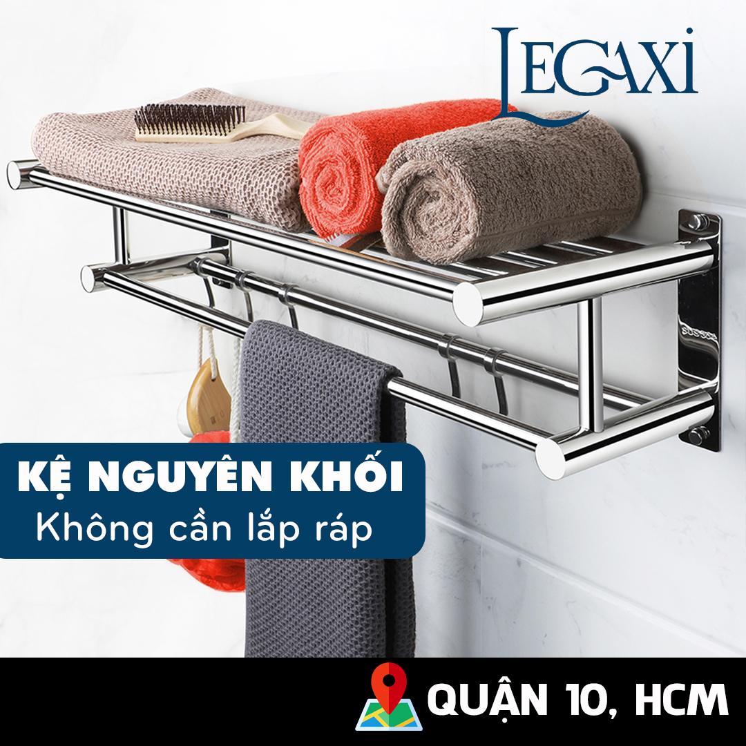 Kệ nhà tắm, giá treo khăn inox 304, kệ để đồ gắn tường, thanh treo đa năng quần áo, khăn tắm Legaxi