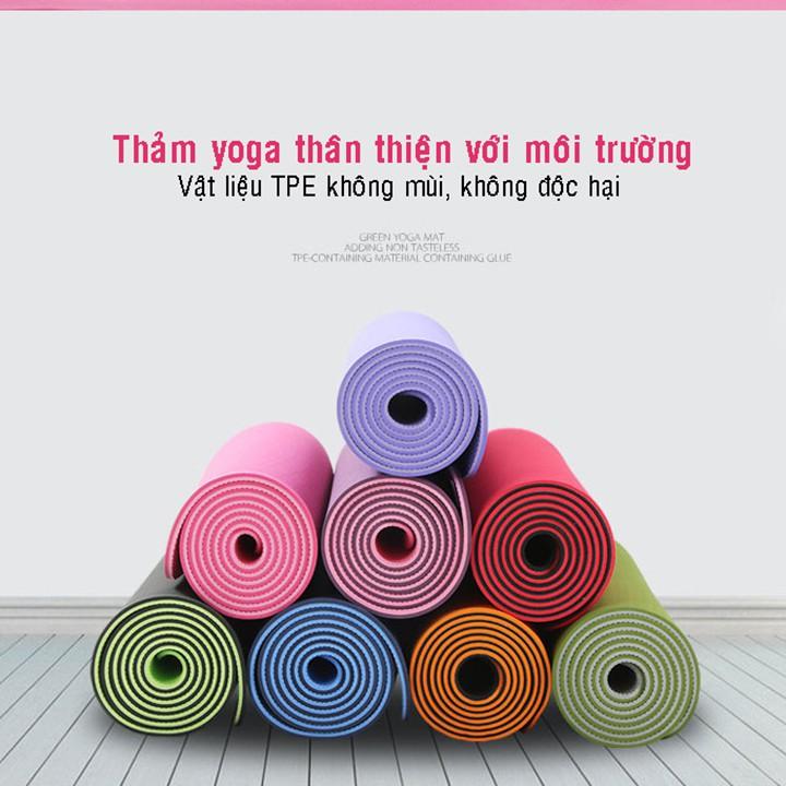 Thảm tập yoga, tập gym, tập thể dục tại nhà TPE 2 lớp cao cấp 6mm, 8mm chống trơn trượt tuyệt đối