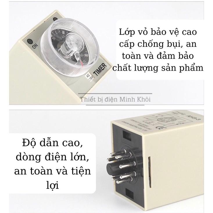 rơ le thời gian 220v CKC AH3-3 220V kèm đế, relay thời gian điện tử,timer ckc, rơ le thời gian, rơ le hẹn giờ, timer