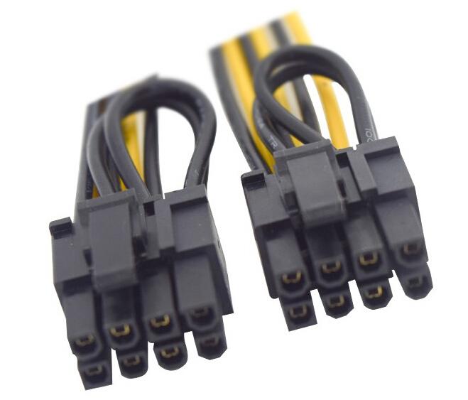 Cpu hoặc GPU 8Pin sang 2 * 8pin Card đồ họa cho thợ mỏ Đôi PCI-E PCIe 8Pin Bộ chia nguồn Cáp dây 21cm