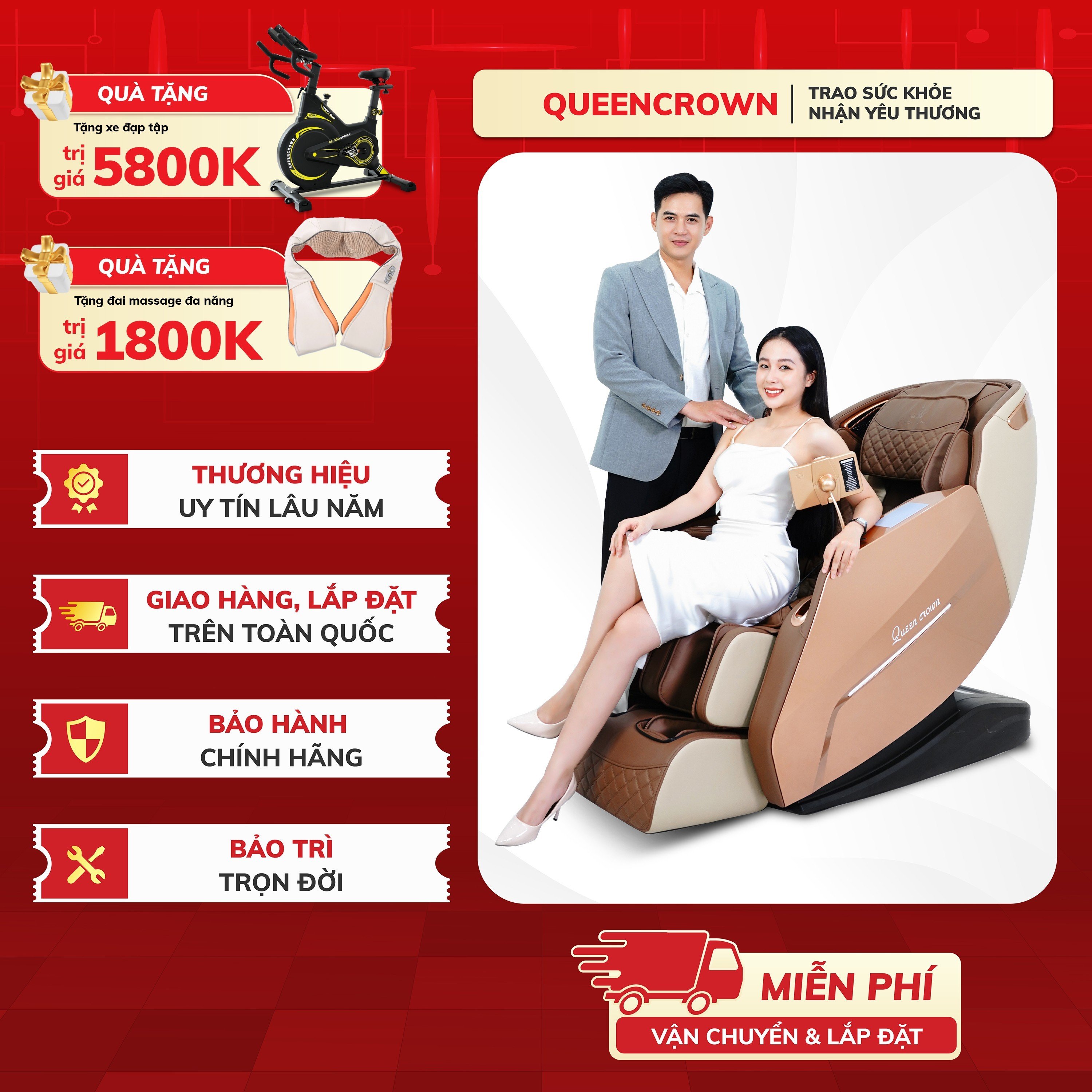 Ghế massage 5D Queen Crown QC A7 Sport - Công nghệ tối tân cho trải nghiệm tuyệt đỉnh