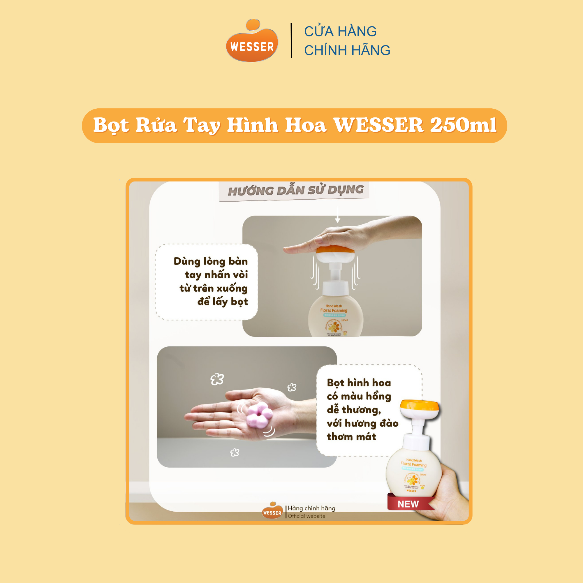 Bọt rửa tay hình hoa Wesser 250ml ( Nhập khẩu Hàn Quốc )