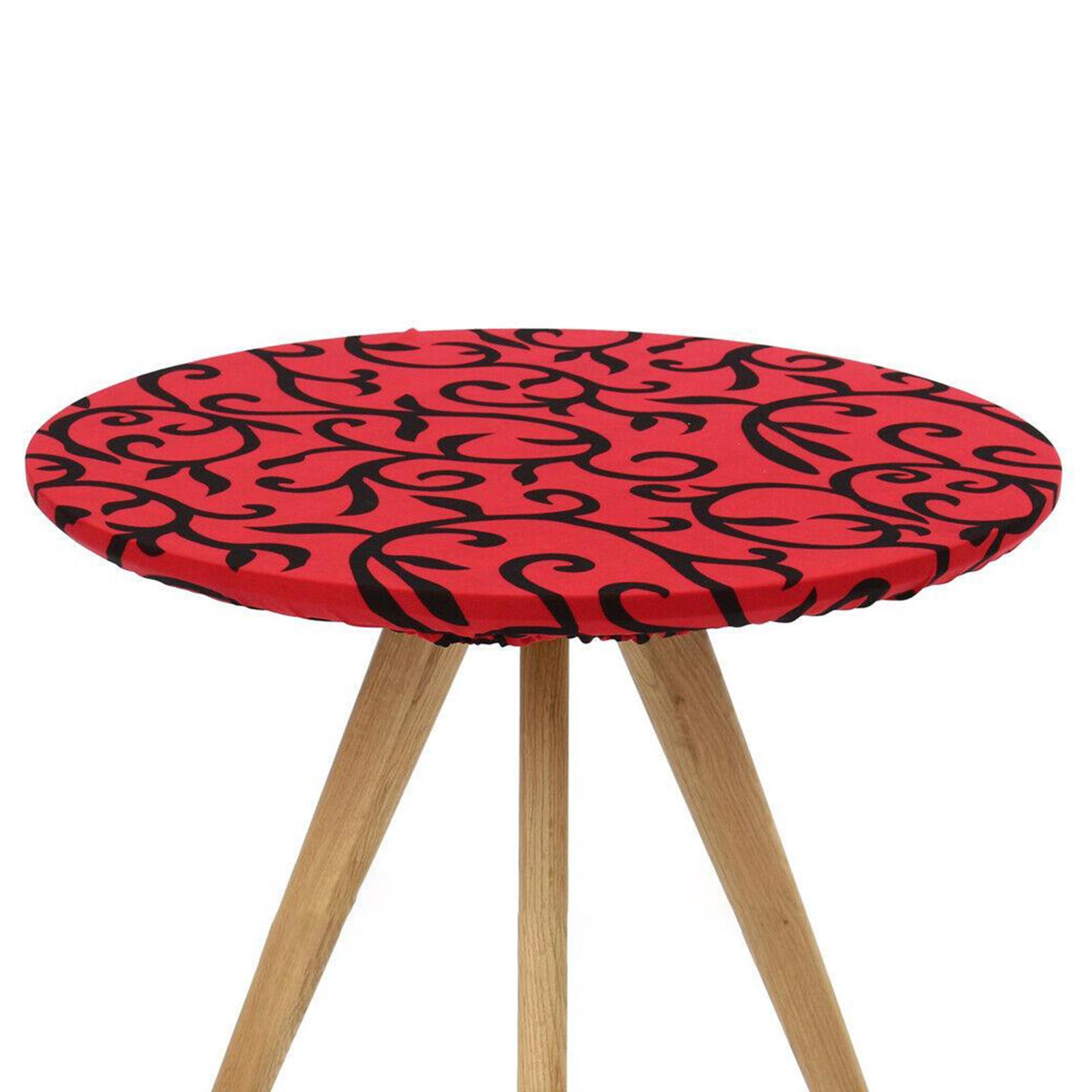 Indoor Outdoor Patio Round Fitted Tablecloth,Elastic Edge Waterproof Cover Red