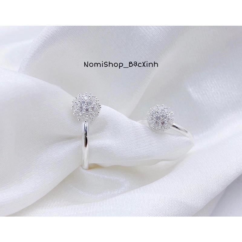 Nhẫn Bạc cầu đá 8ly, Điểm đá nhỏ li ti tạo điểm nhấn cho nhẫn long lanh nhẹ nhàng xinh xắn - Shop Bạc Nomi