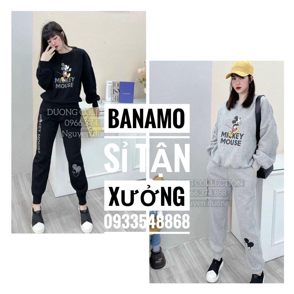 Bộ Mickey nữ chất nỉ đẹp siêu ấm thời trang Banamo Fashion 197