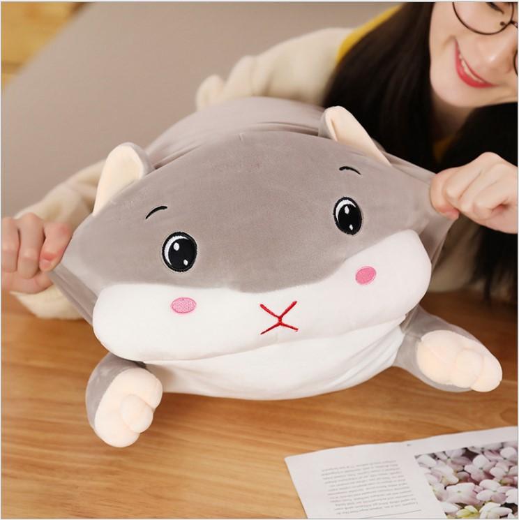 Thú Nhồi Bông Hình Chú Chuột Hamster Màu Xám Siêu Mịn (Nhiều Size)