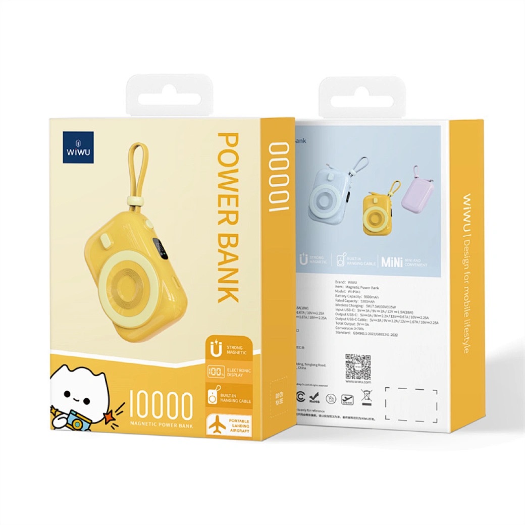Pin Sạc Dự Phòng Wi WU Mini Wi-P041 Có Hỗ Trợ Sạc Không Dây Từ Tính, Màu Sắc Thời Trang - Hàng Chính Hãng
