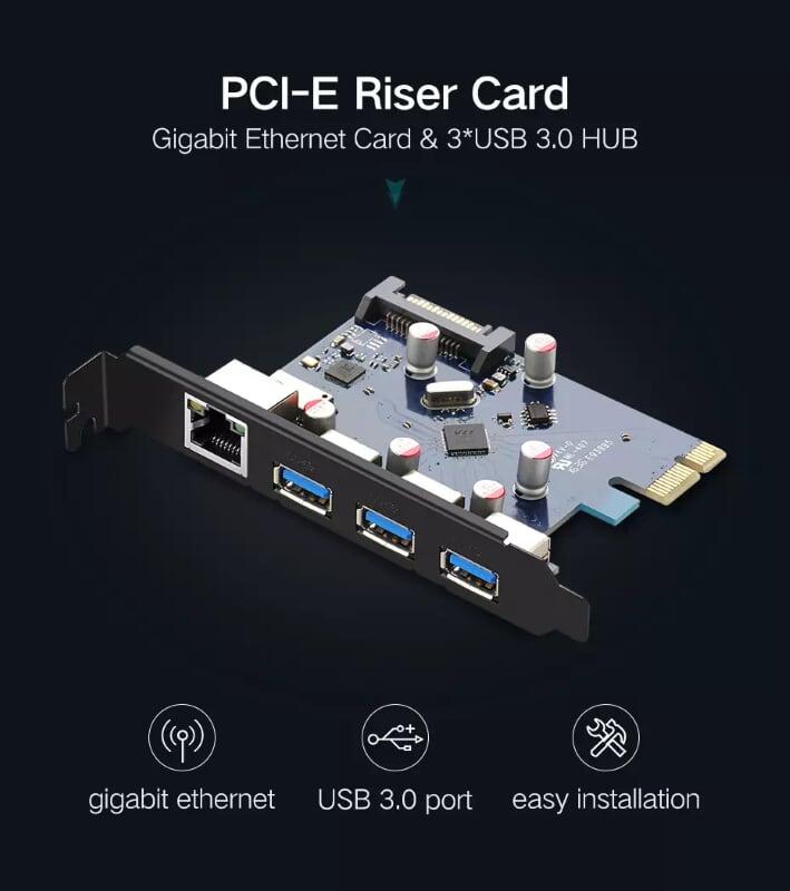 Ugreen UG30775US230TK Card PCI Express sang Lan + 3 USB 3.0 Cao Cấp - HÀNG CHÍNH HÃNG