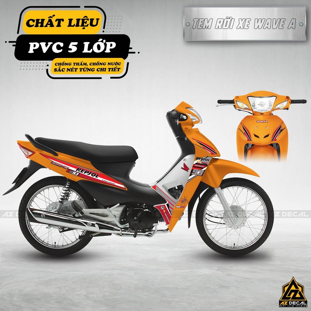 Tem Rời Xe Wave Alpha 110 100 Chủ Đề Repsol Đỏ | WA09| Decal Chế Dán Xe Máy Wave A Chống Nước, Bền Màu - 2017 - 2021