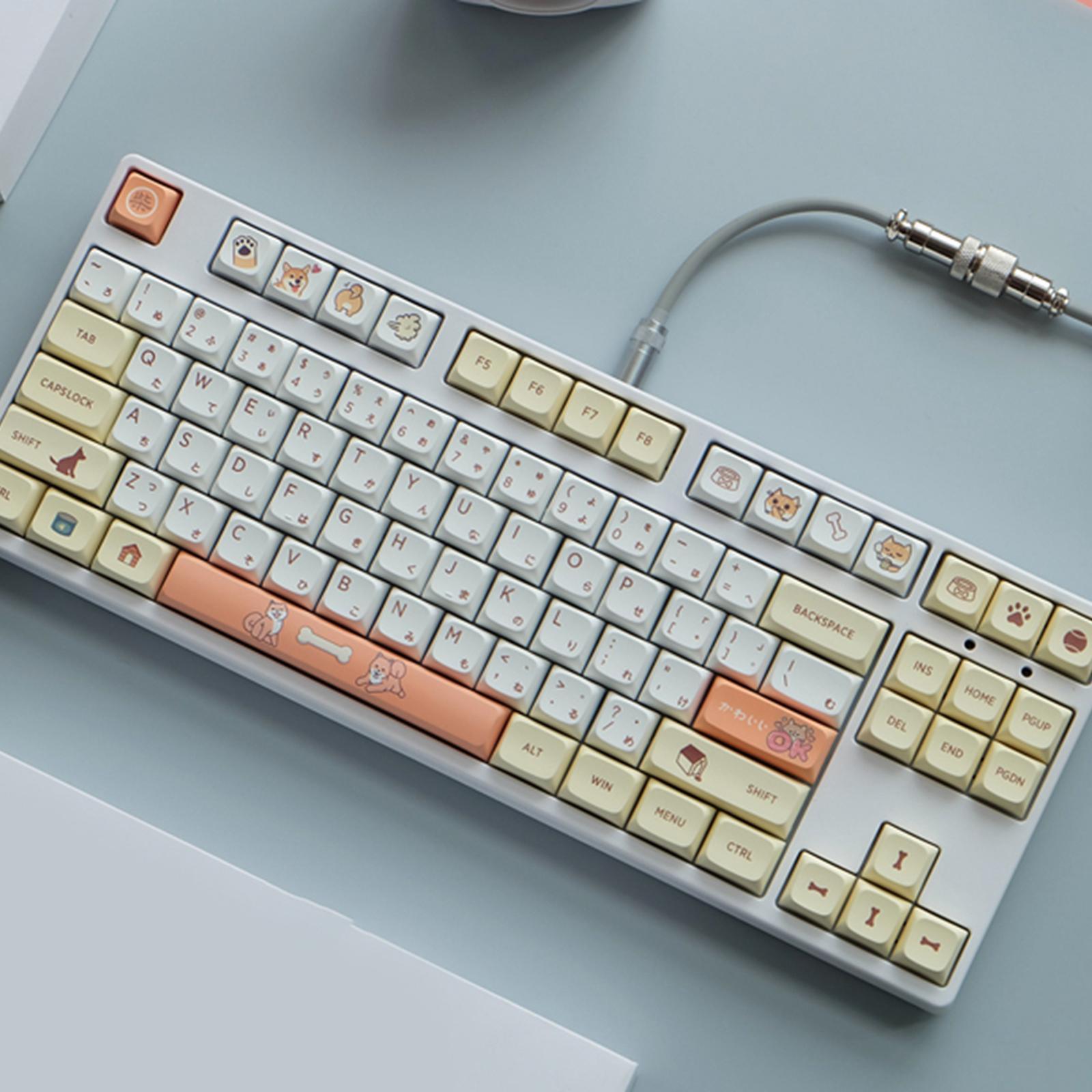 139Keys Xda Profile Keycaps Cute 2-Layer Plastic White PBT Dye Sub Keycaps for MX Gaming Mechanical Keyboard 61/68/84 Keys Layout, for Cherry