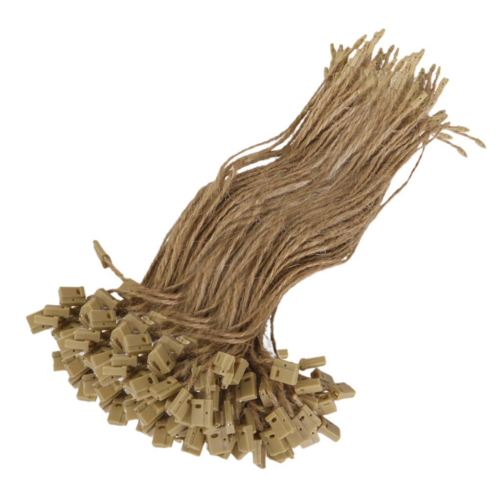 Jute Plastic Price Label Tag Strip Line For Clothes Goods 1000Pcs Brown