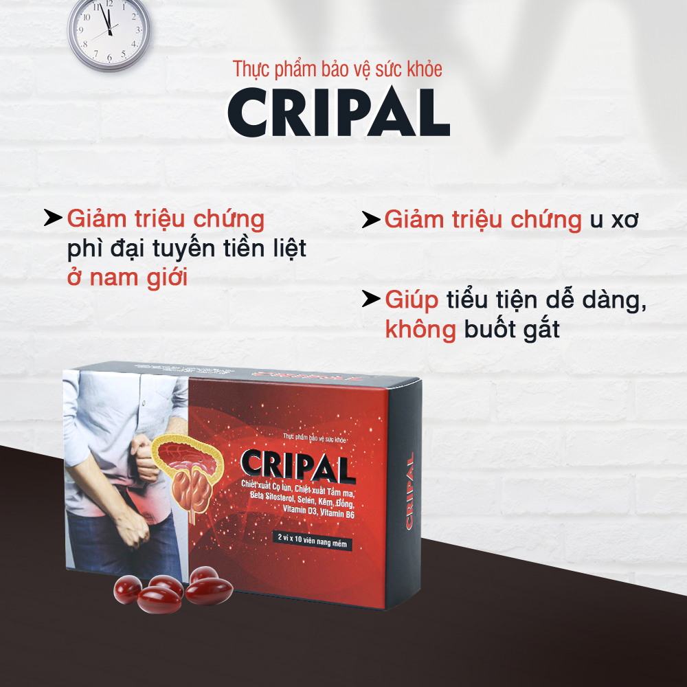 Viên Uống Hỗ Trợ Giảm Triệu Chứng Phì Đại Tuyến Tiền Liệt Nam Giới Cripal Hộp 2 Vỉ x 10 Viên