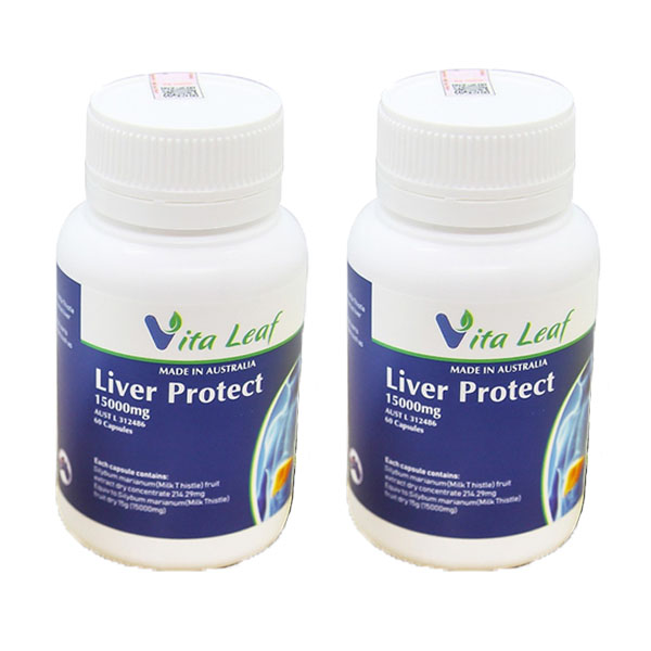 2 Hộp  Thực phẩm Liver Protect 15000mg Vita Leaf bổ sung dinh dưỡng cho người lớn