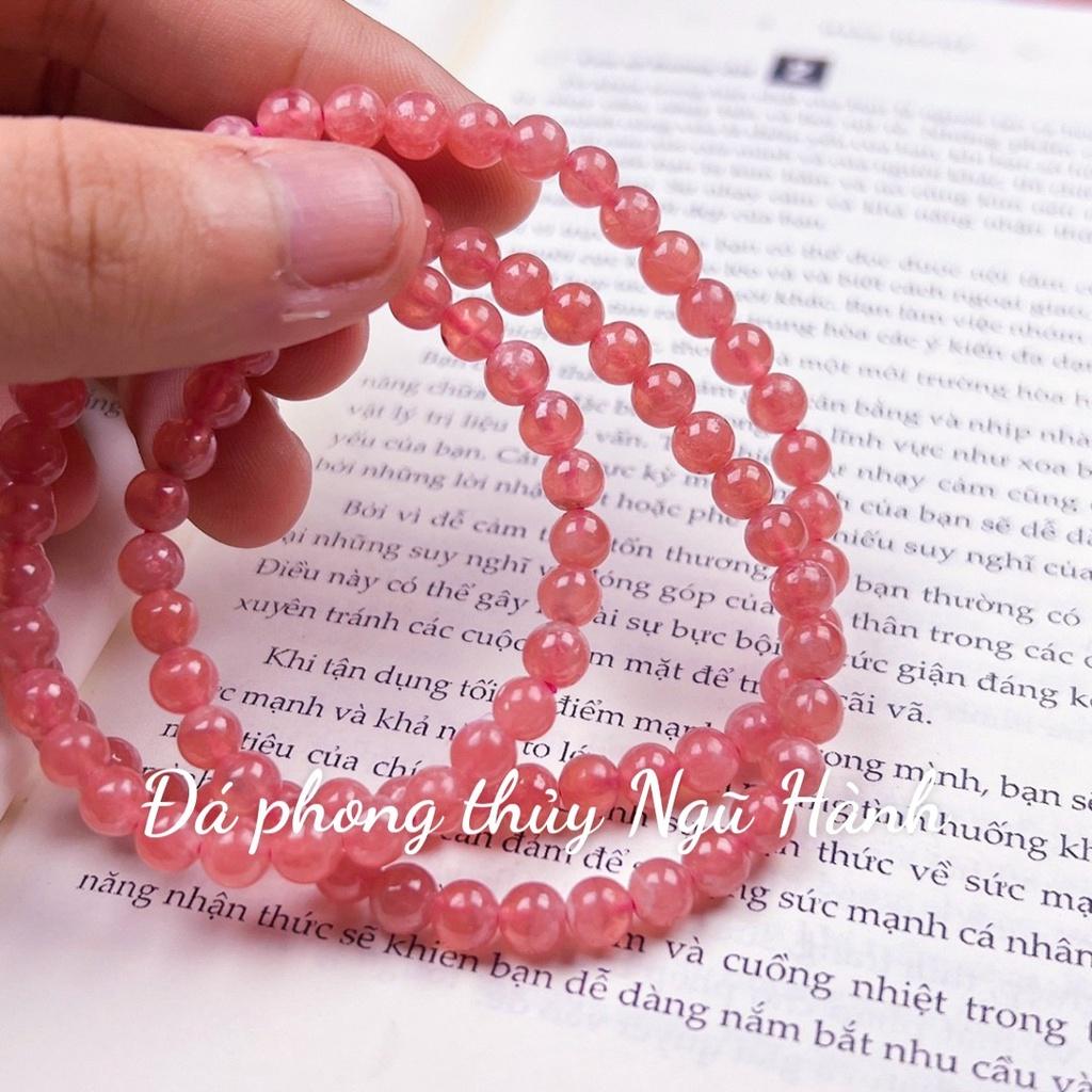 Chuỗi vòng tay đá đào hoa quấn 3 vòng siêu đẹp - kèm hộp nhung