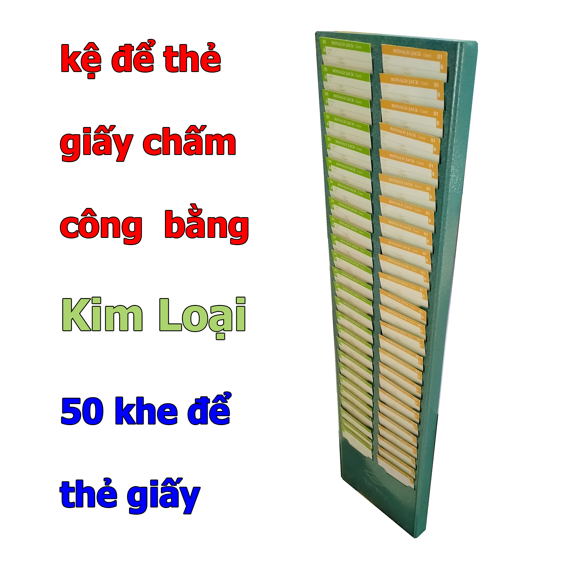 khay để thẻ giấy chấm công bằng kim loại có 50 ô đựng thẻ