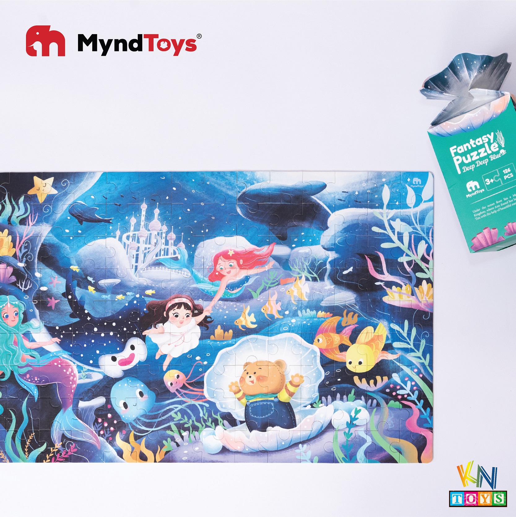 Đồ Chơi Xếp Hình MyndToys - Fantasy Puzzle - Deep Deep Blue (Nàng tiên cá 126 mảnh ghép cho Bé Từ 3 Tuổi)