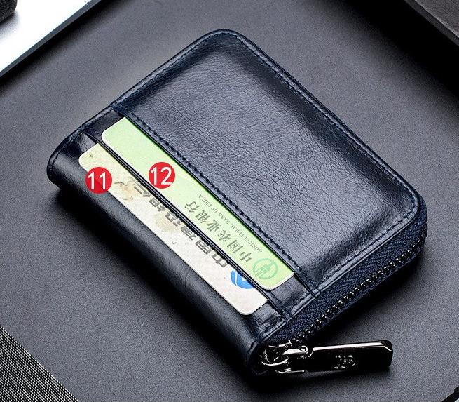 Ví đựng thẻ ATM nhiều ngăn da bò thật 100% T14 - Xanh Navy