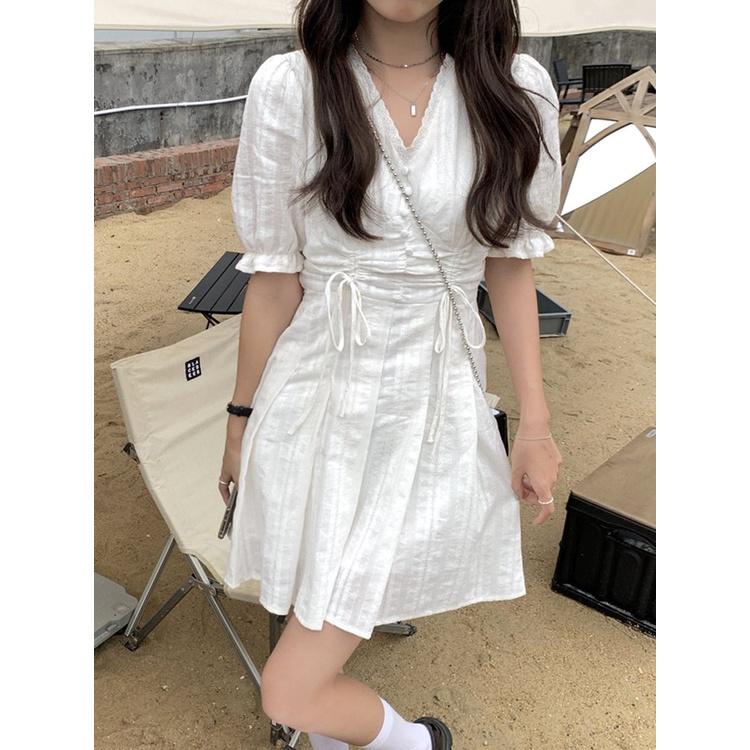 ĐẦM VINTAGE CỔ V TIỂU THƯ NHẸ NHÀNG ULZZANG - KÈM ẢNH THẬT