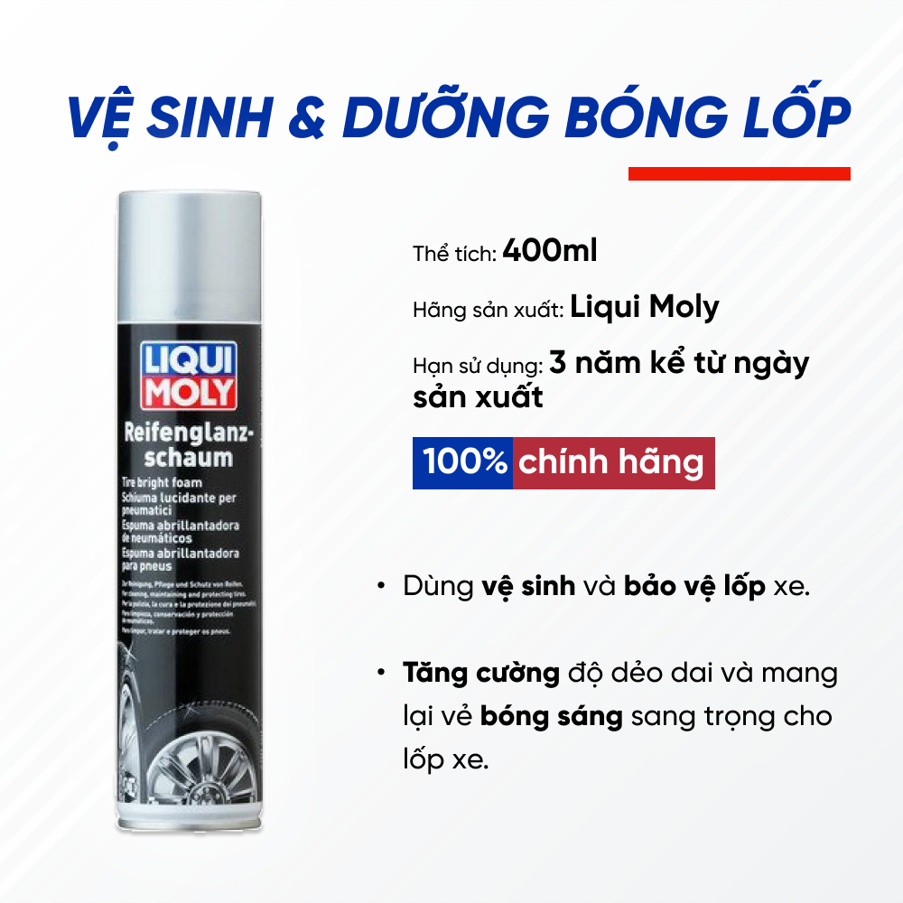 Dung Dịch Vệ Sinh Và Dưỡng Bóng Lốp Liqui Moly | Sử Dụng Dễ Dàng, Mang Lại Độ Bóng Cho Lốp Xe, Giúp Lốp Bền Không Bị Nứt