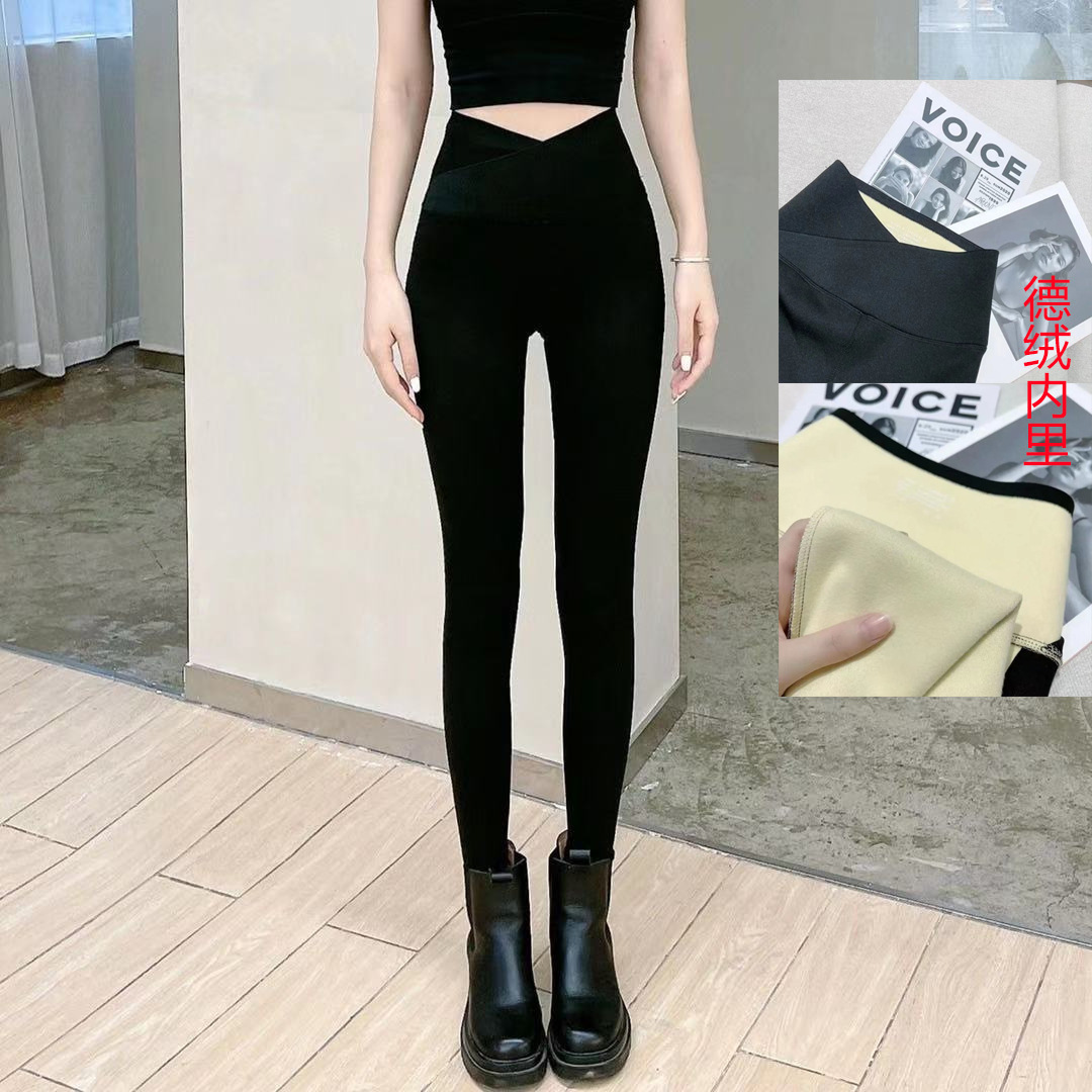 Quần Legging Cạp Cao Chéo Lót Lông Mùa Đông Nâng Ôm Mông Dấu Bụng được may bang tay Hàng Loại 1 KALAA