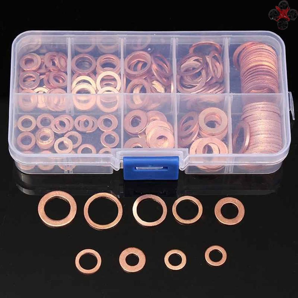 Set 200 Vòng Đệm Bằng Đồng M5-M14 Kèm Hộp Đựng Tiện Dụng