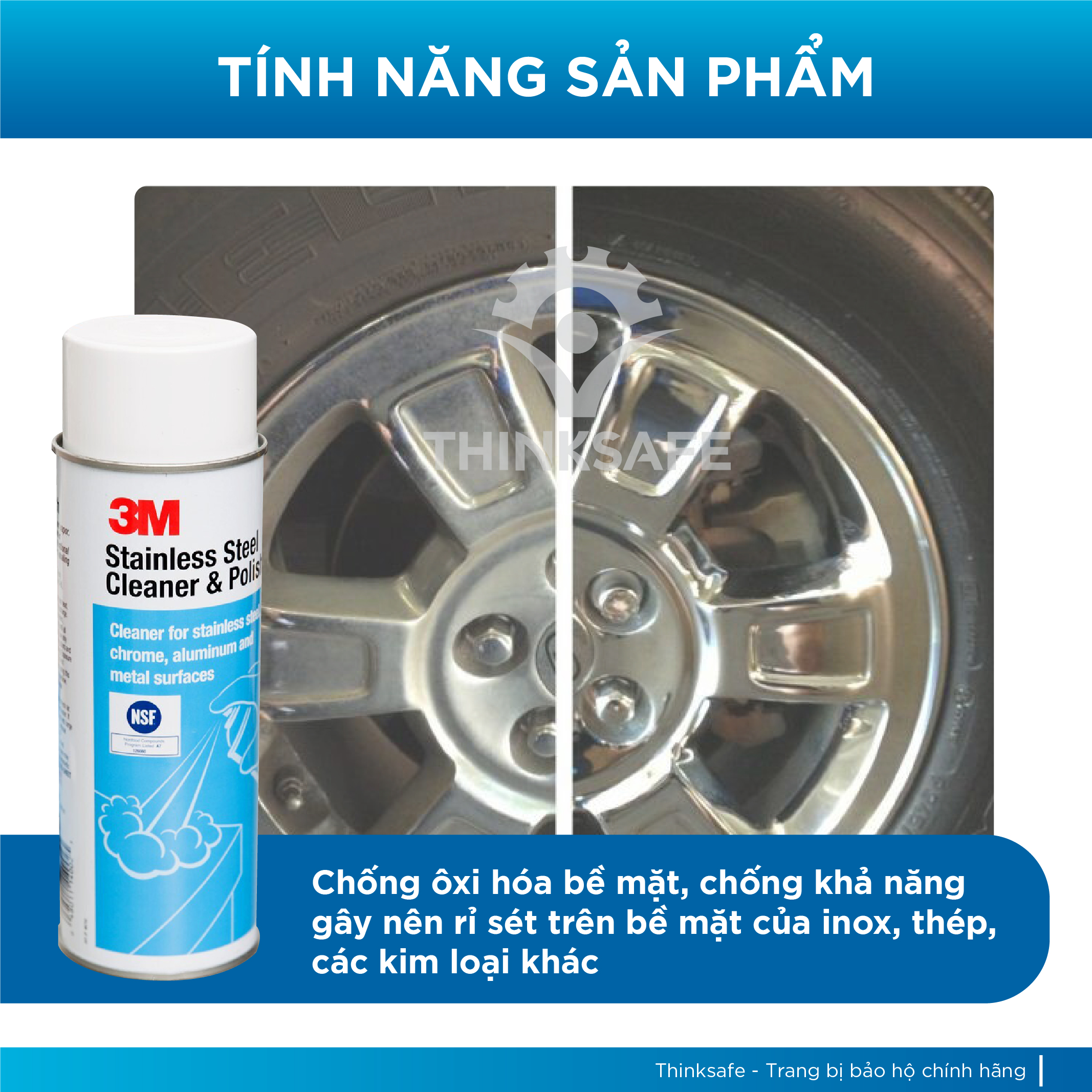 Chất tẩy rửa và đánh bóng thép Inox 3M - Stainless Steel Cleaner & Polish 126080 - Chai tẩy rửa đánh bóng làm sạch thép Inox