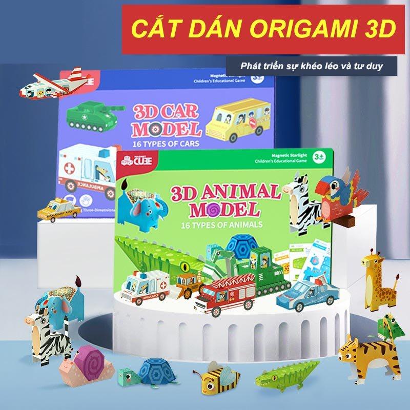 BỘ GẤP HÌNH 3D - ORIGAMI CHO BÉ - KHÔNG DÙNG KÉO