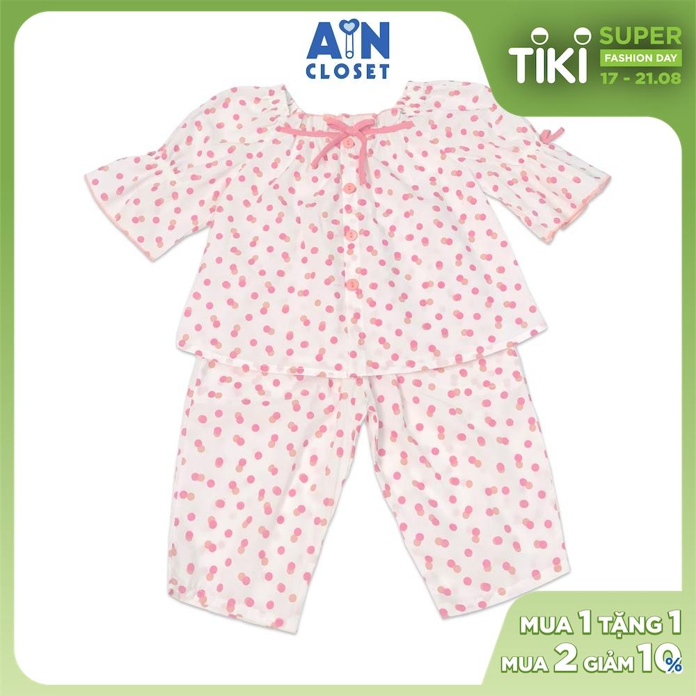 Bộ quần dài áo tay lỡ họa tiết Bi hồng cam giao nhau cotton - AICDBGD99BNT - AIN Closet