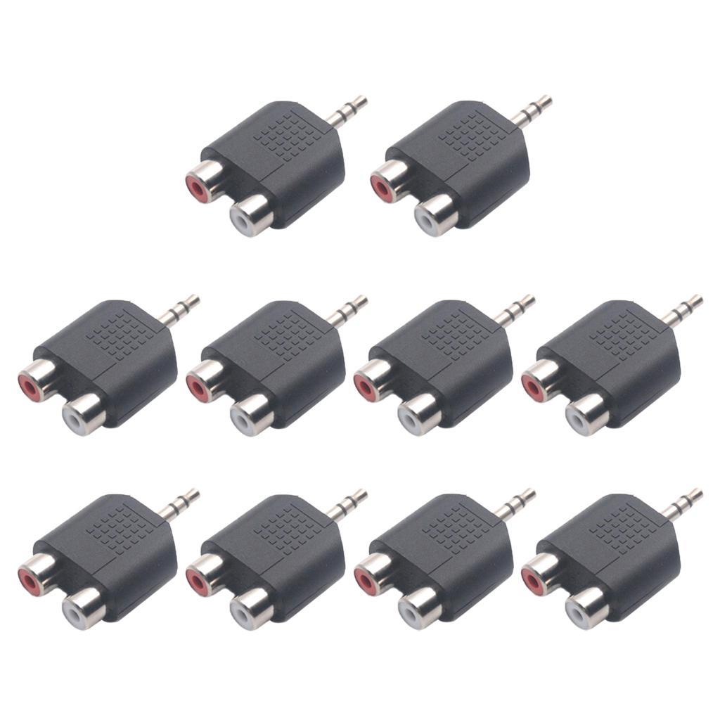 10pc 3.5mm to Dual 2 RCA Female Male Jack Y Splitter Audio Adapter Converter