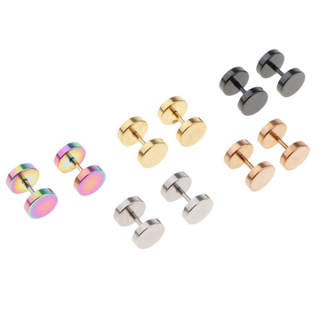 5 Pairs Stainless Steel Stud Earrings Set Ear Piercing Plugs Tunnel Punk Jewelry