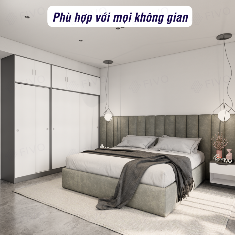 Tủ Treo Áo Quần Cửa Trượt Gỗ Lõi Xanh Chống Ẩm Cao Cấp FIVO Mã FC31 Nhiều Kích Thước Phù Hợp Với Mọi Không Gian - Màu Xám + Trắng