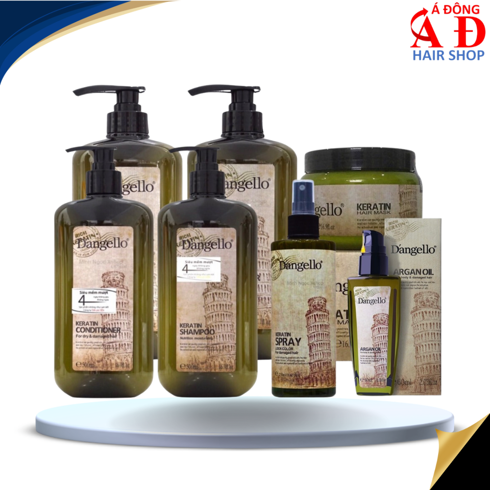 Dầu gội Dangello Keratin shampoo siêu mượt cho tóc khô hư tổn 800ml - Hàng chính hãng