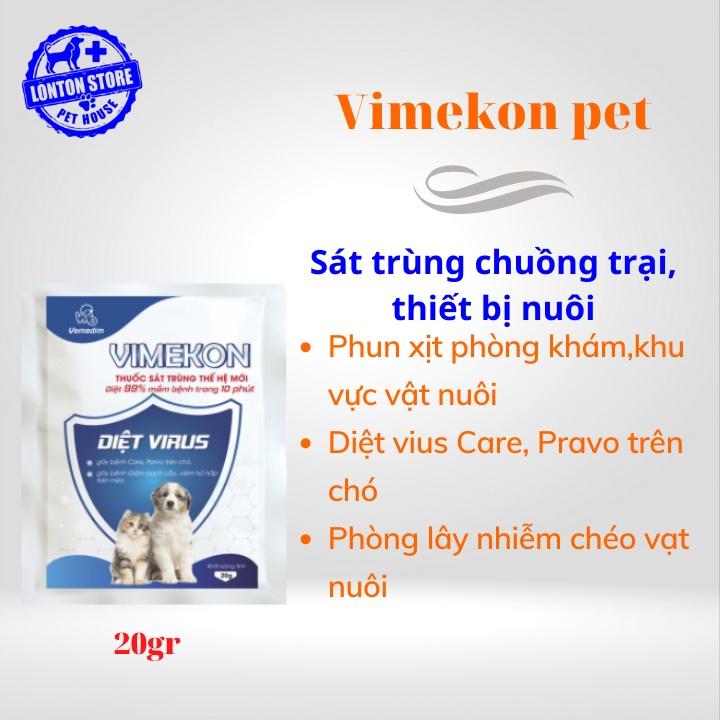 Vimekon for pets- Sát trùng thế hệ mới dùng cho chuồng trại nuôi chó, mèo diệt virus gây bệnh, gói 20g