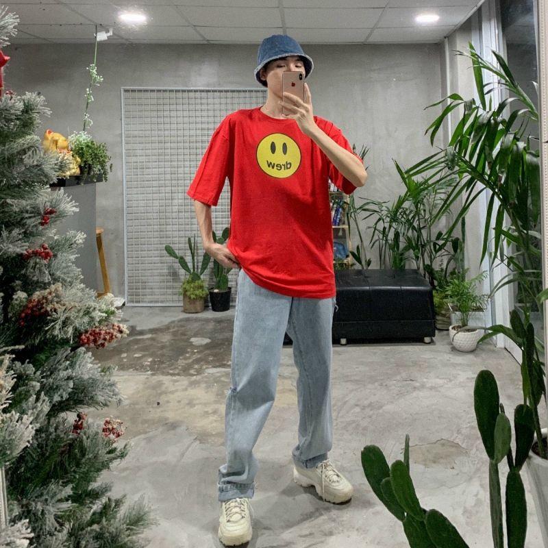 Áo thun unisex tay lỡ Icon mặt cười Justin Bieber đầy đủ tag cổ tag tay - Hany shop