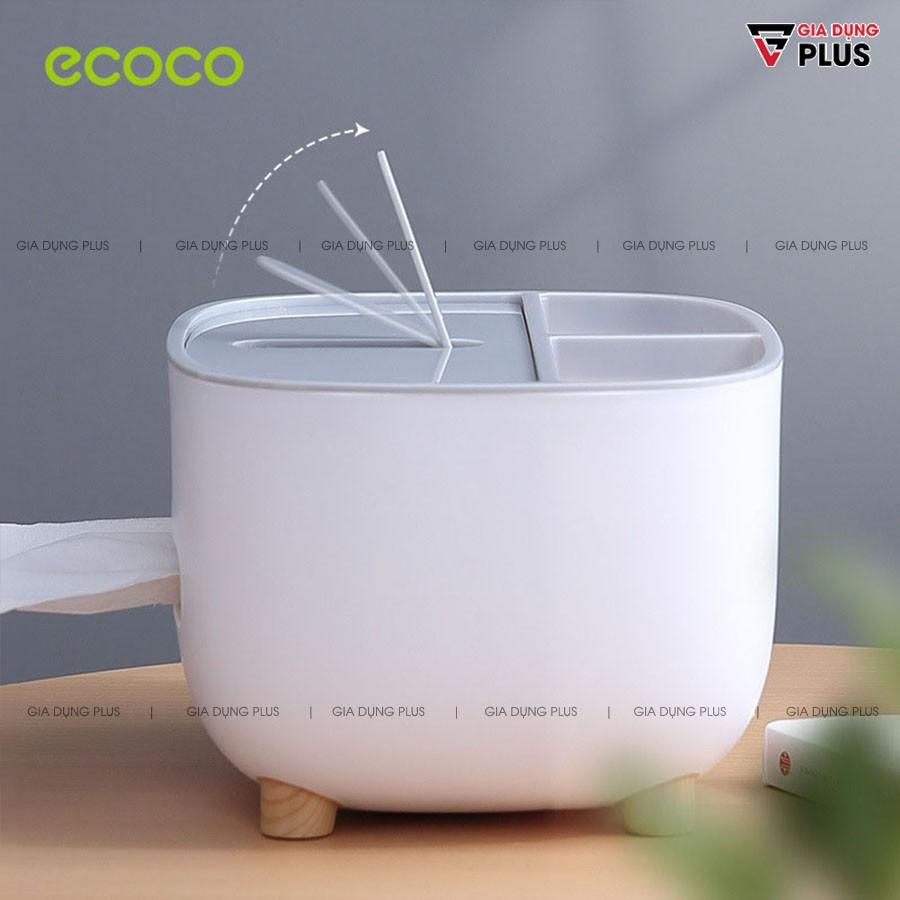 Hộp Đựng Giấy Ăn Kèm Ngăn Để Điểu Khiển, Remote Đa Năng Thương Hiệu Ecoco Chĩnh Hãng | Gia Dụng Plus