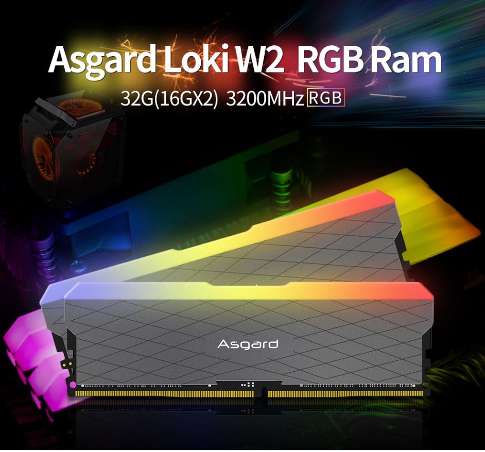 Ram máy tính Asgard W2 ddr4 PC 32gb Kit ( 16GB*2) bus 3200 RGB - hàng chính hãng