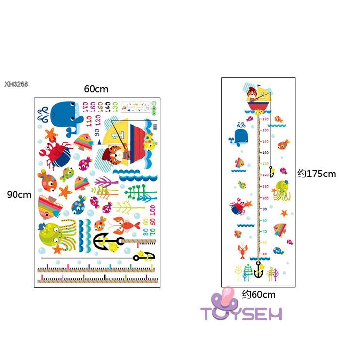 Decal dán tường thước đo chiều cao cho bé hình mỏ neo dễ thương - Trang trí decor phòng cho bé - Quà Tặng sinh nhật cho trẻ