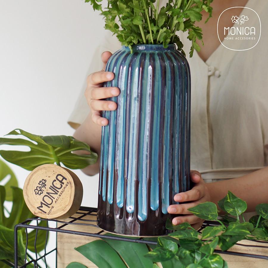 Bình hoa gốm dáng lồng chim